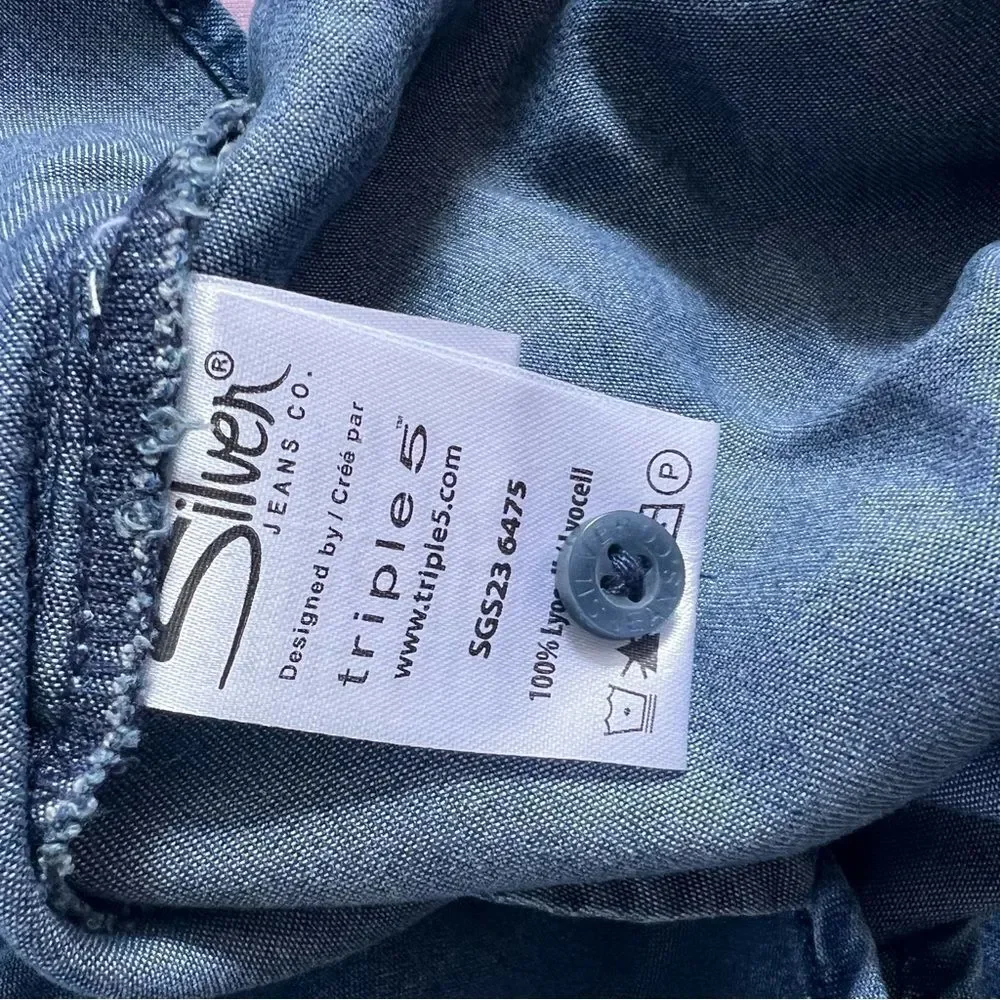 Silver Jeans  Co Dark Blue Denim Shirt Dress Girls Medium 10/12 NEW MSRP $47